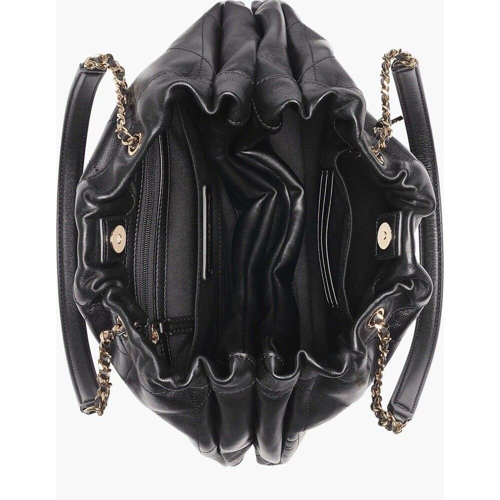 Karl Lagerfeld Paris Amandine Leather Shoulder Bag Black Gold Hardware - Picture 3 of 5